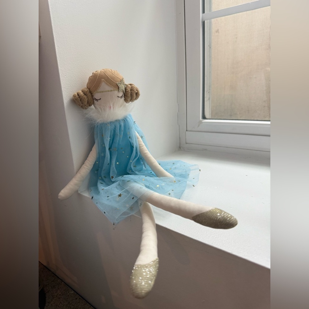 Creative Co-Op Blue Tulle Star Princess Doll with Gold Accents 19 inch - Picture 2 of 7